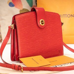LOUIS VUITTON Red Epi Leather Capucine Bag